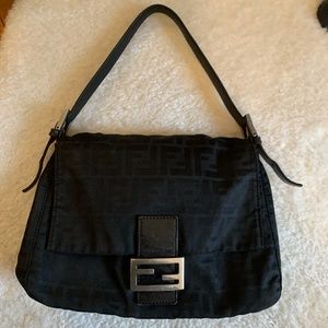 Authentic Vintage Black Fendi Mama Zucca Bag Baguette